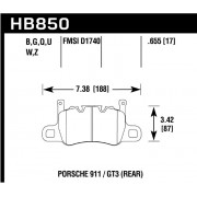 Колодки тормозные HB850U.655 HAWK DTC-70 задние PORSCHE 911 (991) GT3; CAYMAN (981) 3.8 GT4